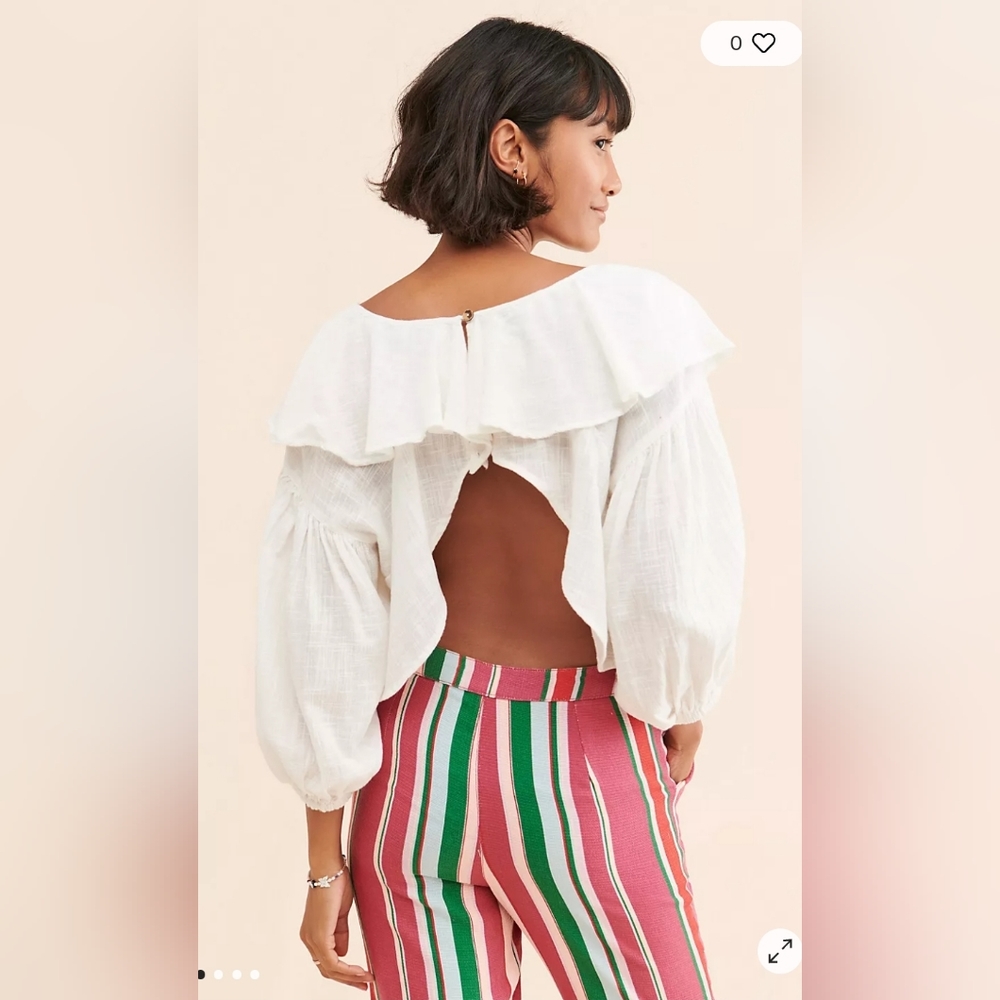 Brand new with tags Free People Zuri Ruffle Blouse Size X-Small - Picture 2 of 9